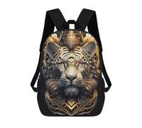 sinyumoney Golden Tiger Portrait-17 3D Printed School Bag Children's School Backpack Schoolbags Travel Backpacks Casual Fashion Bag for Kids School Students 17inch