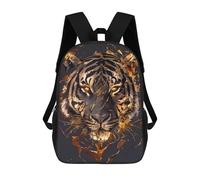sinyumoney Golden Tiger Portrait 3D Printed 17 Inch School Backpack Children's Backpacks 3D Printed Cool Knapsack for Boys Elementary And Middle