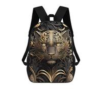 sinyumoney Golden Tiger Portrait-6 3D Printed Children's School Backpack for Kids High Capacity Travel Rucksacks Book Bags Kids School Bag Back Pack 17inch