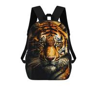 sinyumoney Golden Tiger Portrait Kids Backpack,School Backpack Kids School Bag 3D Printed Cartoon Large Capacity Backpack for Kids Boys And Girls 17inch