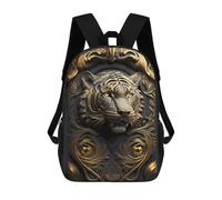 sinyumoney Golden Tiger Relief Sculpture School Backpack High Secondary School Bags Casual Backpack for Girls Boys Teenage 17inch