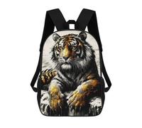 sinyumoney Golden Tiger School Bag 3D Printed Backpacks Fashion Kids School Backpack Boys Rucksacks for Boys Middle School Students 17inch