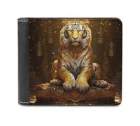 sinyumoney Golden Tiger Statue 3D Print Clutch Purse Multiple Slots RFID Blocking Stylish Slots Note Section Wallets Youth Guys 11.7cm*9.5cm