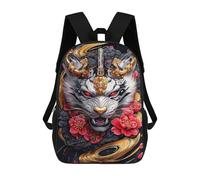 sinyumoney Golden Tiger with Flowers Animal Backpacks 3D Printed Kids School Backpack School Bag Fashion Rucksacks for Boys Elementary And Middle School Students 17inch
