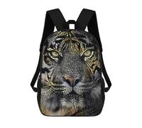 sinyumoney Golden Tiger's Gaze Backpacks 3D Printed Kids School Backpack School Bag Fashion Rucksacks for Boys Elementary And Middle School Students 17inch