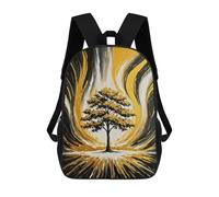 sinyumoney Golden Tree Abstract Painting Kids School Backpack School Bag 3D Printed School Bag for Boys Elementary And Middle School Students 17inch