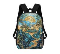 sinyumoney Golden Volcano Awakening Backpack Kids School Backpack School Bag 3D Printed Fashion School Bag for Boys Elementary And Middle School Student 17inch
