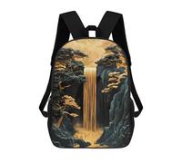 sinyumoney Golden Waterfall Bonsai Cherry Blossom Landscape Children's School Backpack 3D Printed for Kids Travel Rucksacks Book Bags Kids School Bag 17inch
