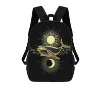 sinyumoney Golden Whale Flying in Sky School Bag Bookbag 3D Printed Children's Backpacks for Kids Boy Girl Book Bags Kids School Bag Travel Rucksacks 17inch