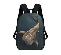 sinyumoney Golden Whale Gold School Bag Backpack Teen Schoolbag 3D Printing Adjustable Schoolbag Fashion Pocket Bag for Kids Boys Girls Students And Teenagers Fans 17inch