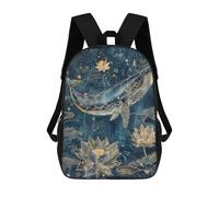sinyumoney Golden Whale Lotus Art Print Backpack School Large School Backpack for Boys for Teenage Girls Boys Women Men 17inch