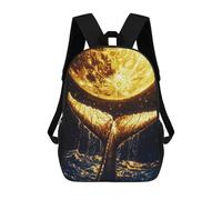 sinyumoney Golden Whale Tail And Moon Children's School Backpack 3D Printed for Kids Travel Rucksacks Book Bags for Boys Elementary School Students 17inch