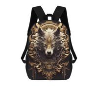 sinyumoney Golden White King Wolf 3D Printed Children's School Backpack for Kids High Capacity Travel Rucksacks 17 Inch Book Bags Kids