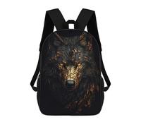 sinyumoney Golden Wolf Backpacks Kids School Backpack School Bag 3D Printed Fashion School Bags for Boys Elementary And Middle School Students 17inch