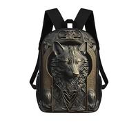 sinyumoney Golden Wolf Portrait Children's 17 Inch School Backpack 3D Printed Casual Daypacks for Kids Travel Rucksacks Book Bags Kids School Bag
