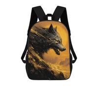 sinyumoney Golden Wolf Roar Backpack School Bag Fashion Stationery Backpack Waterproof Casual Daypacks- Perfect for Travel, Work And Daily Use 17inch