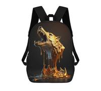 sinyumoney Golden Wolf Statue Backpack School Bag Travel College Rucksack Backpacks for Boys/Girls/Teenagers 17inch