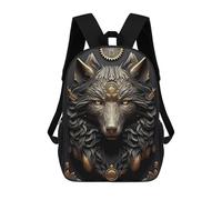 sinyumoney Golden Wolf Sun God Art Children's 17 Inch School Backpack 3D Printed Casual Daypacks for Kids Travel Rucksacks Book Bags Kids School Bag