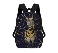sinyumoney Golden Zebra Backpack 3D Printed Children's School Backpack for Kids High Capacity Travel Rucksacks Book Bags Kids School Bag Back Pack 17inch