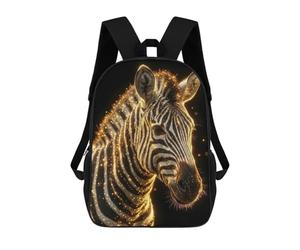 sinyumoney Golden Zebra Portrait on Black Background Backpack School Rucksack Casual Daypacks School Work Travel Bag- Perfect for Travel, Work And Daily Use 17inch
