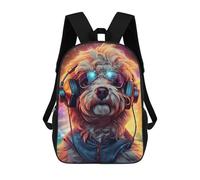 sinyumoney Goldendoodle Cyberpunk Kids Backpacks,3D Personalized School Bookbags for Boys Girls Large Schoolbags Casual Daypack 17inch