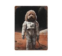 sinyumoney Goldendoodle Dog On Mars Metal Wall Plaque Vintage Man Cave Wall Decor Bar People Cave Cafe Family Garage Poster Wall Decoration 15.7"x11.8"