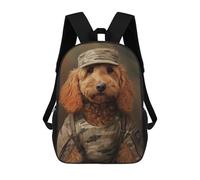 sinyumoney Goldendoodle Soldier Backpack 3D Printed Children's School Backpack for Kids High Capacity Travel Rucksacks Book Bags Kids School Bag Back Pack 17inch