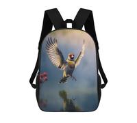 sinyumoney Goldfinch Bird Flying Backpack with Pocket 3D Printed Backpacks, Travel Rucksacks Book Bags Kids School Bag 17inch