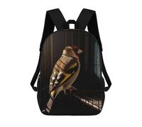 sinyumoney Goldfinch Bird in Cage Backpack Kids School Backpack School Bag 3D Printed Fashion School Bag for Boys Elementary And Middle School Student 17inch
