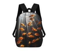 sinyumoney Goldfish Swimming in Sunlit Water 3D Printed 17 Inch School Backpack Casual Children's Backpacks 3D Printed for Boys Elementary And Middle