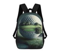 sinyumoney Golf Ball with Green Kids Backpack Girls 3D School Bags, Children's Rucksack Toddler Schoolbag,Casual Daypacks Fashion Bookbag Bag 17inch