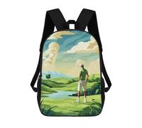 sinyumoney Golf Golfer Backpacks Kids Student Schoolbag 3D Printed Backpacks Elementary And Middle School Students Backpacks for Boys Girls 17inch