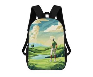 sinyumoney Golf Golfer Backpacks Kids Student Schoolbag 3D Printed Backpacks Elementary And Middle School Students Backpacks for Boys Girls 17inch