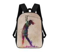 sinyumoney Golf Player 3D Printed Kids School Bag Rucksacks Children's School Fashion Casual Back Pack High Capacity Travel Book Bags Backpack for Kids 17inch