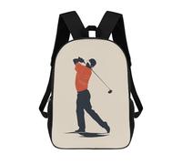 sinyumoney Golf Player Illustration Backpack with Pocket 3D Printed Backpacks, Travel Rucksacks Book Bags Kids School Bag 17inch
