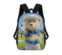 sinyumoney Golfing Teddy Bear Art Print Backpack School Daypacks Business Backpack Water Resistant Bookbag for Boys/Girls/Teenagers 17inch