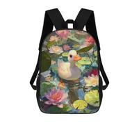 sinyumoney Goose in A Lily Pond 3D Printed Children's School Backpack for Kids High Capacity Travel Rucksacks Book Bags Kids School Bag Back Pack 17inch