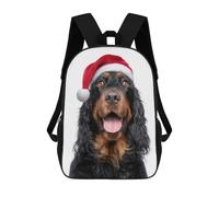 sinyumoney Gordon Setter Dog with Santa Hat Children's School Backpack 3D Printed for Kids Travel Rucksacks Book Bags Kids School Bag 17inch
