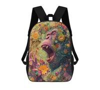 sinyumoney Gorilla Art Print Children's Backpacks School Backpack 3D Printed for Kids Travel Rucksacks Book Bags Kids 17inch School Bag