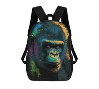 sinyumoney Gorilla Art Style 2 Backpacks Kids School Backpack School Bag 3D Printed School Bag for Boys Elementary And Middle School Students 17inch