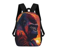 sinyumoney Gorilla Art Style 5 Backpack School Bag Lightweight Airport College Students Back Pack for Men/Women 17inch