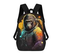 sinyumoney Gorilla Astronaut in Space 3D Printed Children's School Backpack for Kids High Capacity Travel Rucksacks Book Bags Kids School Bag Back Pack 17inch