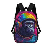 sinyumoney Gorilla Astronaut Space Kids School Backpack School Bag 3D Printed School Bag for Boys Elementary And Middle School Students 17inch