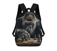 sinyumoney Gorilla Chess School Bag 3D Printed 17inch Backpacks Fashion Kids School Backpack Rucksacks for Boys Elementary And Middle School Students