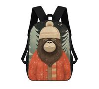 sinyumoney Gorilla Christmas Art Rucksacks 3D Printed Children Backpacks Fashion Casual Daypack Cute Travel Bags Outdoor Casual Daypack for Boy And Girl 17inch