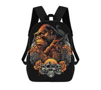 sinyumoney Gorilla Cityscape Art Print Children's Backpack, Schoolbag Large Capacity Students Bookbag Rucksack Knapsack for Boys Girls Adults Teen 17inch