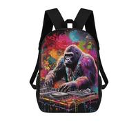 sinyumoney Gorilla DJ in Colorful Art Kids Backpacks Children Bag,Anime Bag,Large Capacity Kids Backpack, 3D Printed Children's,Student Schoolbag,Kids Boys Girls School Bag 17inch