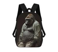sinyumoney Gorilla Fat Backpacks Kids School Backpack School Bag 3D Printed School Bag for Boys Elementary And Middle School Students 17inch
