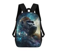 sinyumoney Gorilla in Cosmic Space 3D Printed Children's School Backpack for Kids Travel Rucksacks Book Bags Kids School Bag 17inch