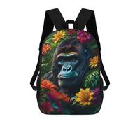 sinyumoney Gorilla in Flowers Backpack School Bag School Secondary High School College Backpack Travel for Girls Boys Teenage 17inch